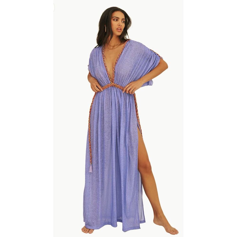 Pitusa Tulum Braided Maxi Dress Swimwear Cover-Up Periwinkle Standard One Size